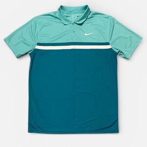 Men's Nike Dri-FIT Victory Color Block Golf Polo in Teal Green & Spruce Size M